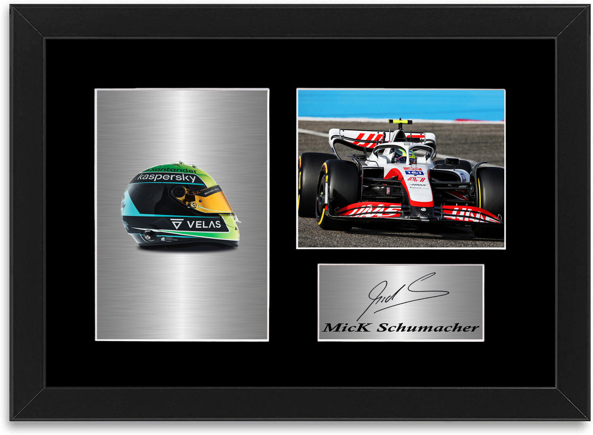 Mick Schumacher F1 Driver Car Helmet 2022 Signed Photo Display Mount A4 Framed