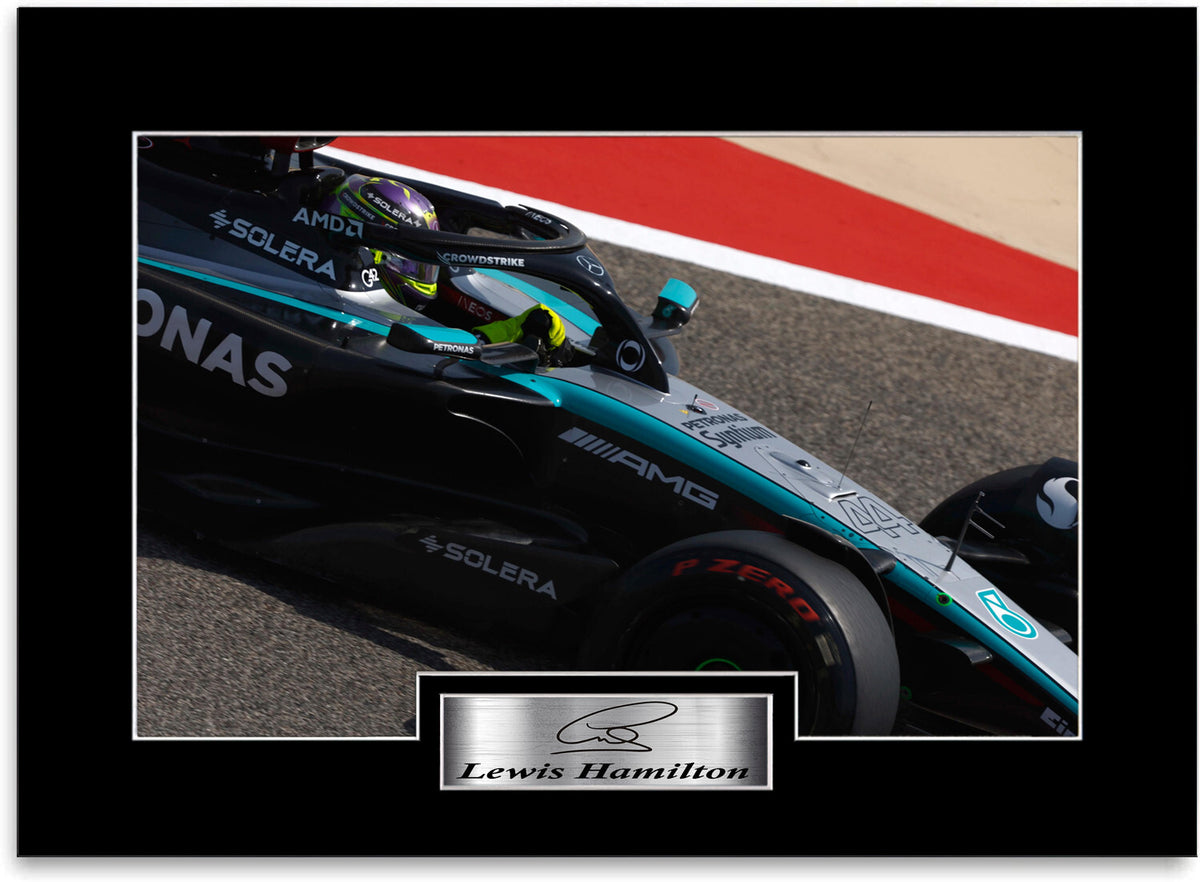 Lewis Hamilton F1 World Champion 2024 mounted display by LJW Prints