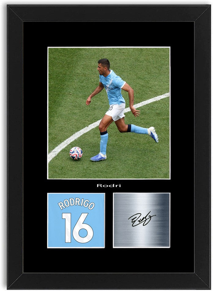 Rodri Football Player Poster Signed Print Photo A4 Wall Art Framed