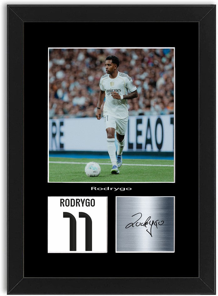 Rodrygo Football Player Poster Signed Print Photo A4 Wall Art Framed