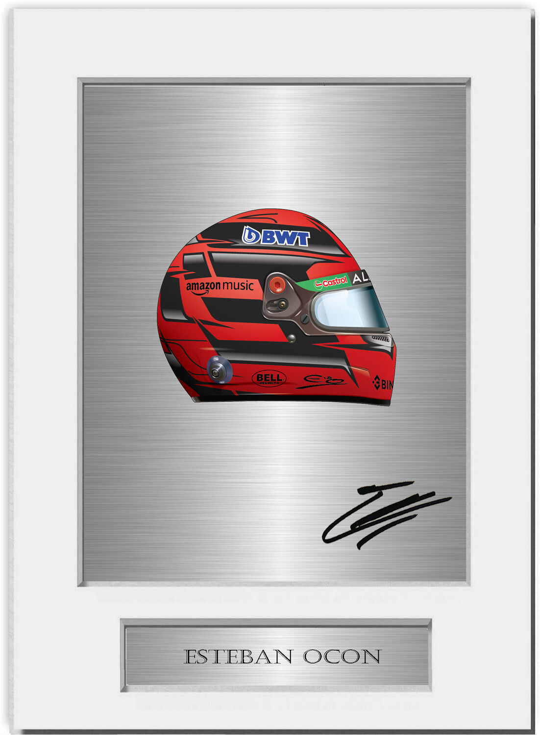 Esteban Ocon Formula 1 Driver 2024 Helmet mounted display by LJW Prints