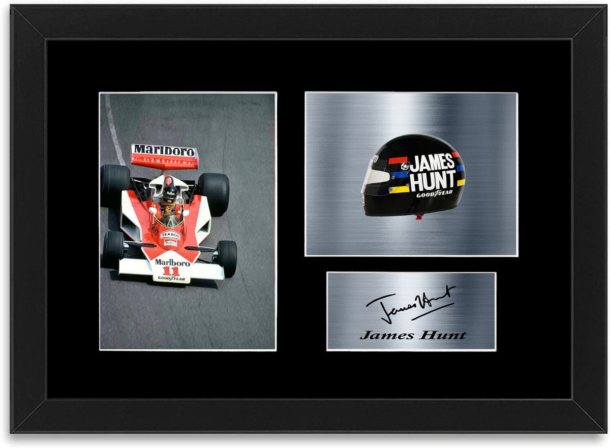 James Hunt Formula 1 World Champion Signed Photo Display Mount Poster A4 Framed