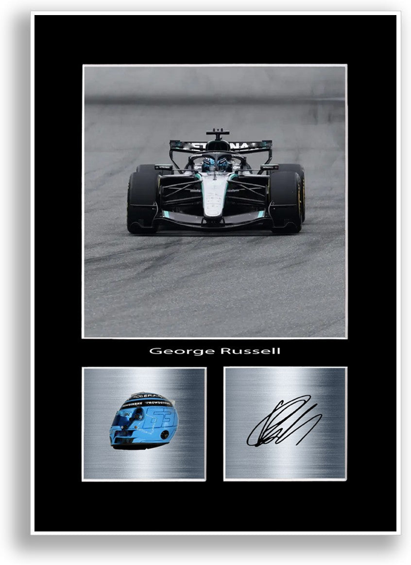 George Russell Driver Poster Signed A4 Print Wall Art Gift Idea for f1 Fans