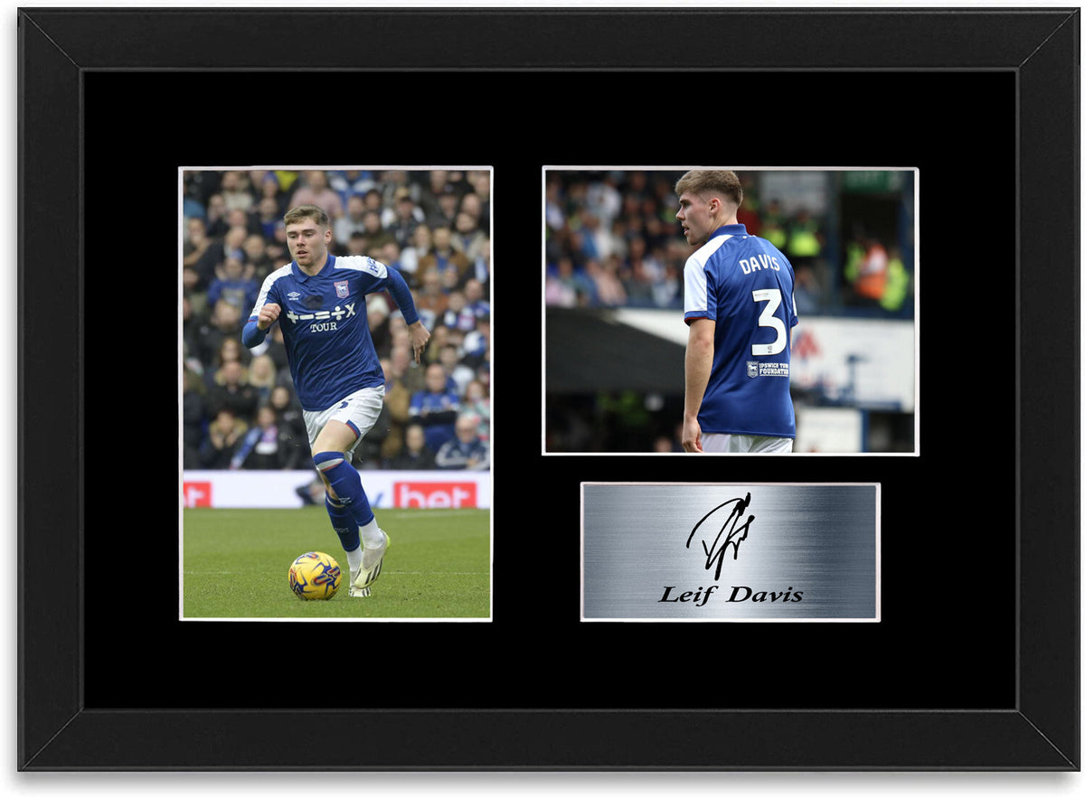 Leif Davis Ipswich Player framed print by LJW Prints