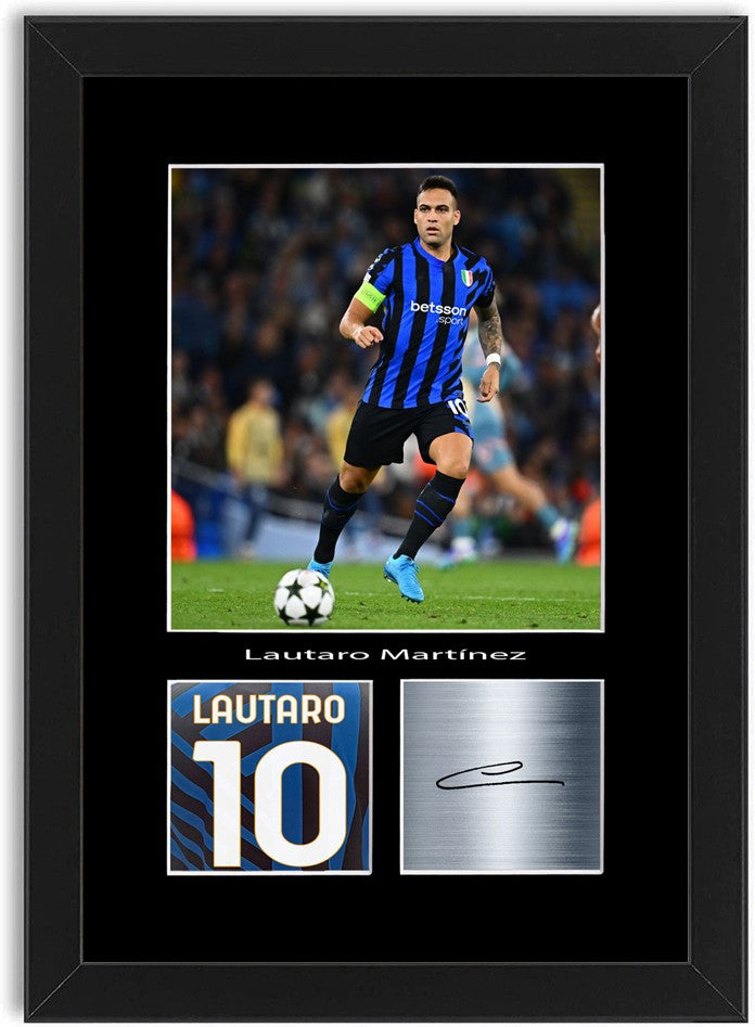 Lautaro Martinez Football Player Poster Signed Print Photo A4 Wall Art Framed