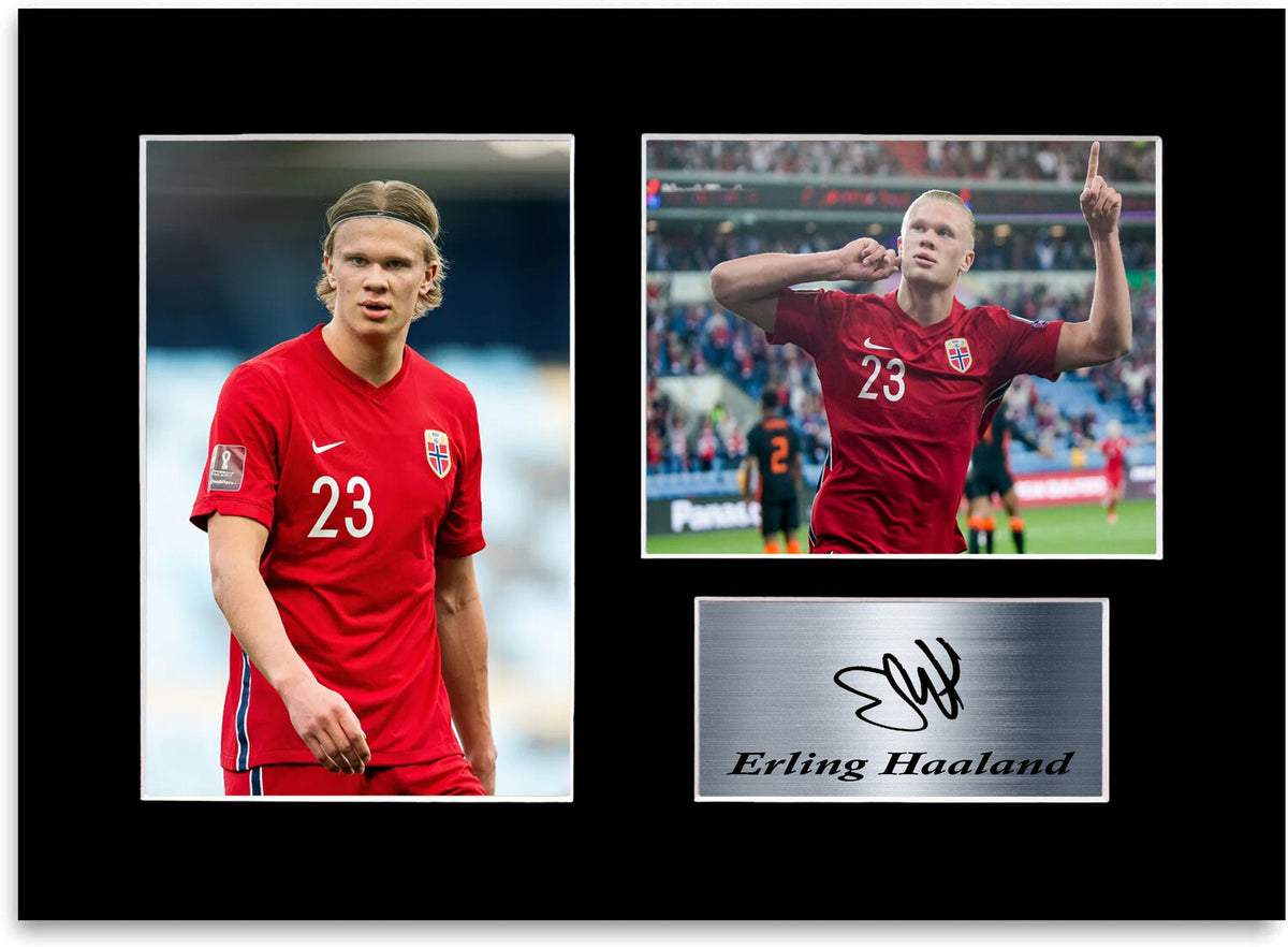 Erling Haaland Norway Man City Player A4 Signed Photo Display Mount Gift Poster