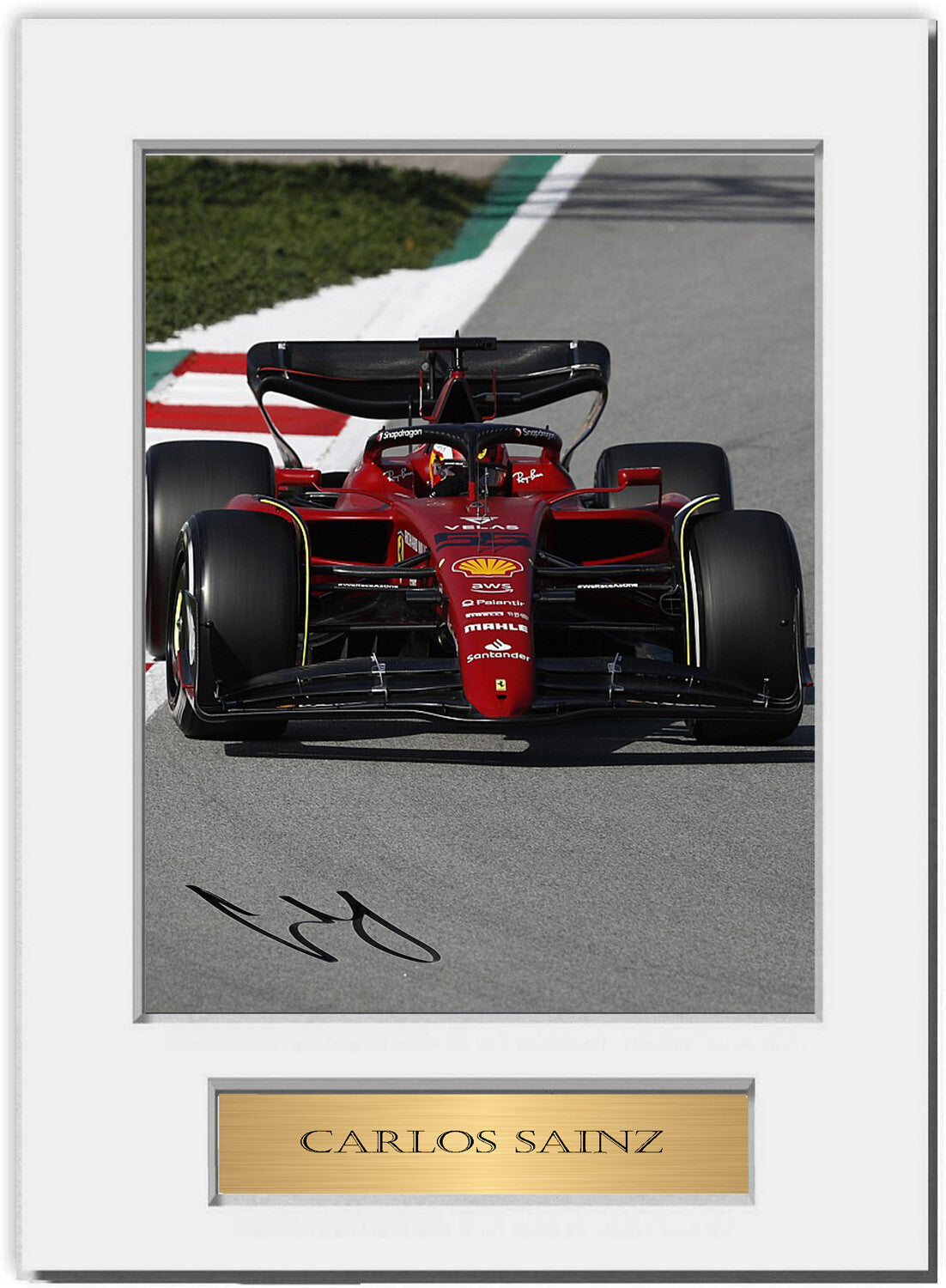 Carlos Sainz Ferrari F1 Driver 2022 Car Signed Photo Display Mount A4