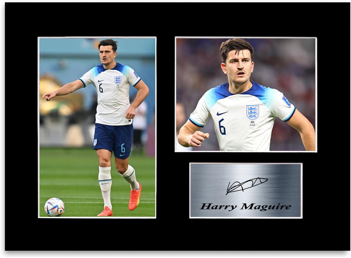 Harry Maguire England Player Printed Signed Photo Display Mount Gift A4 Poster