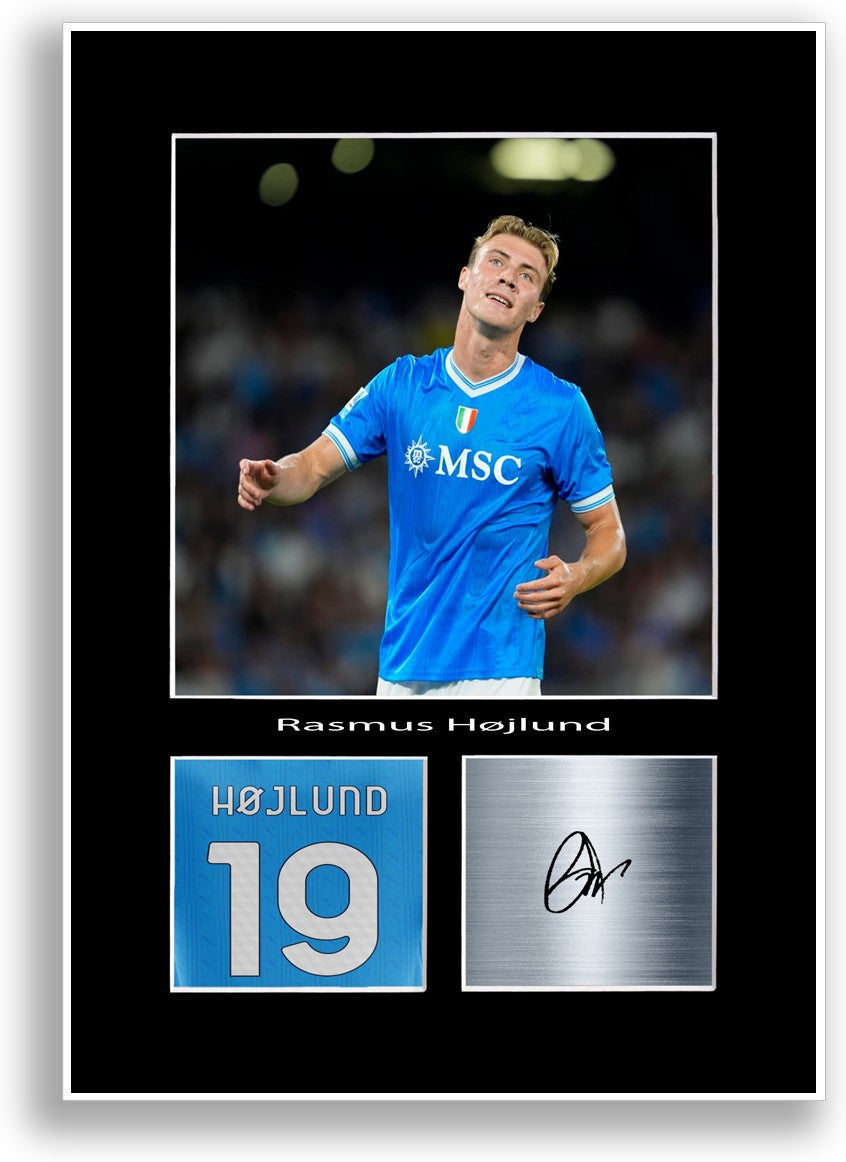 Rasmus Hojlund Football Player Poster Signed A4 Print Photo Wall Art Gift Idea