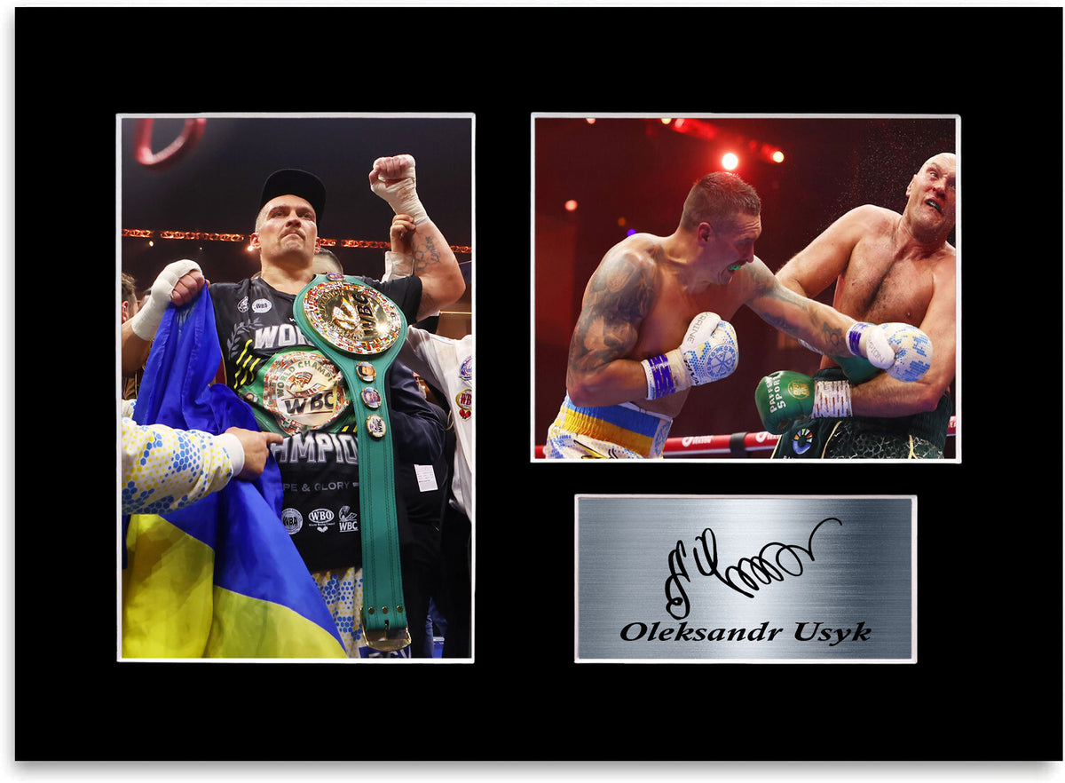 Oleksandr Usyk Boxing World Champion mounted display by LJW Prints