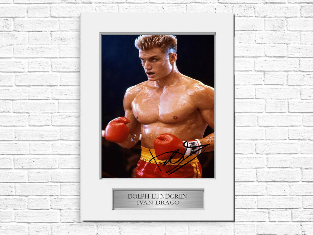Dolph Lundgren Signed Photo Display Mount A4 Ivan Drago