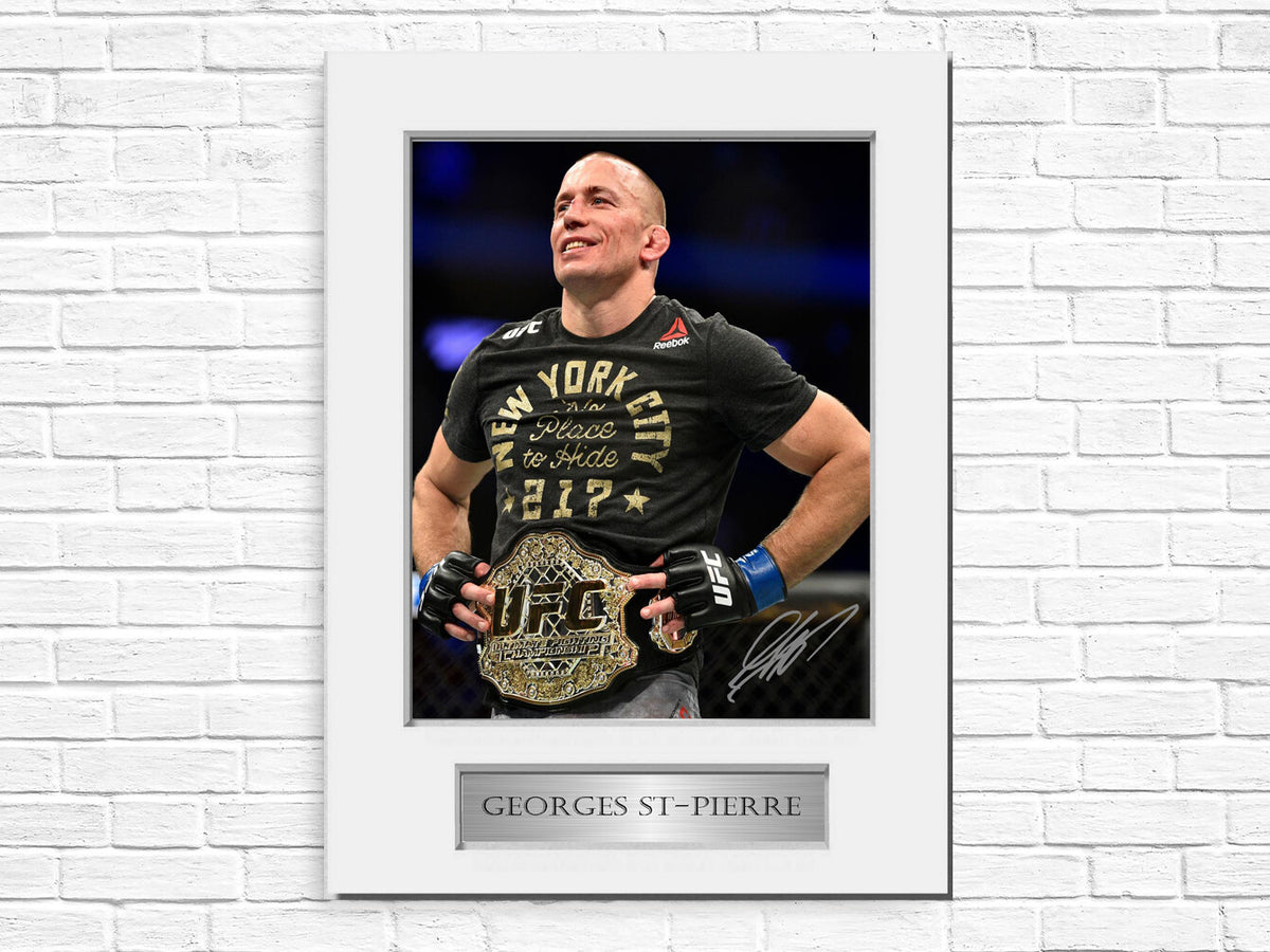 GSP Georges St-Pierre MMA Printed Signed Autograph Photo Display Mount Gift