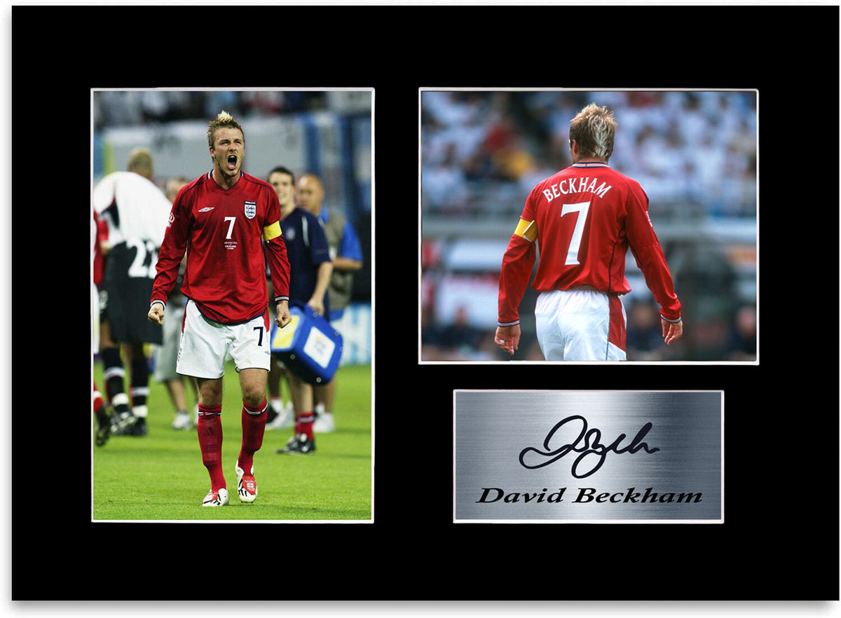 David Beckham England Football Player A4 Printed Signed Photo Display Mount Gift