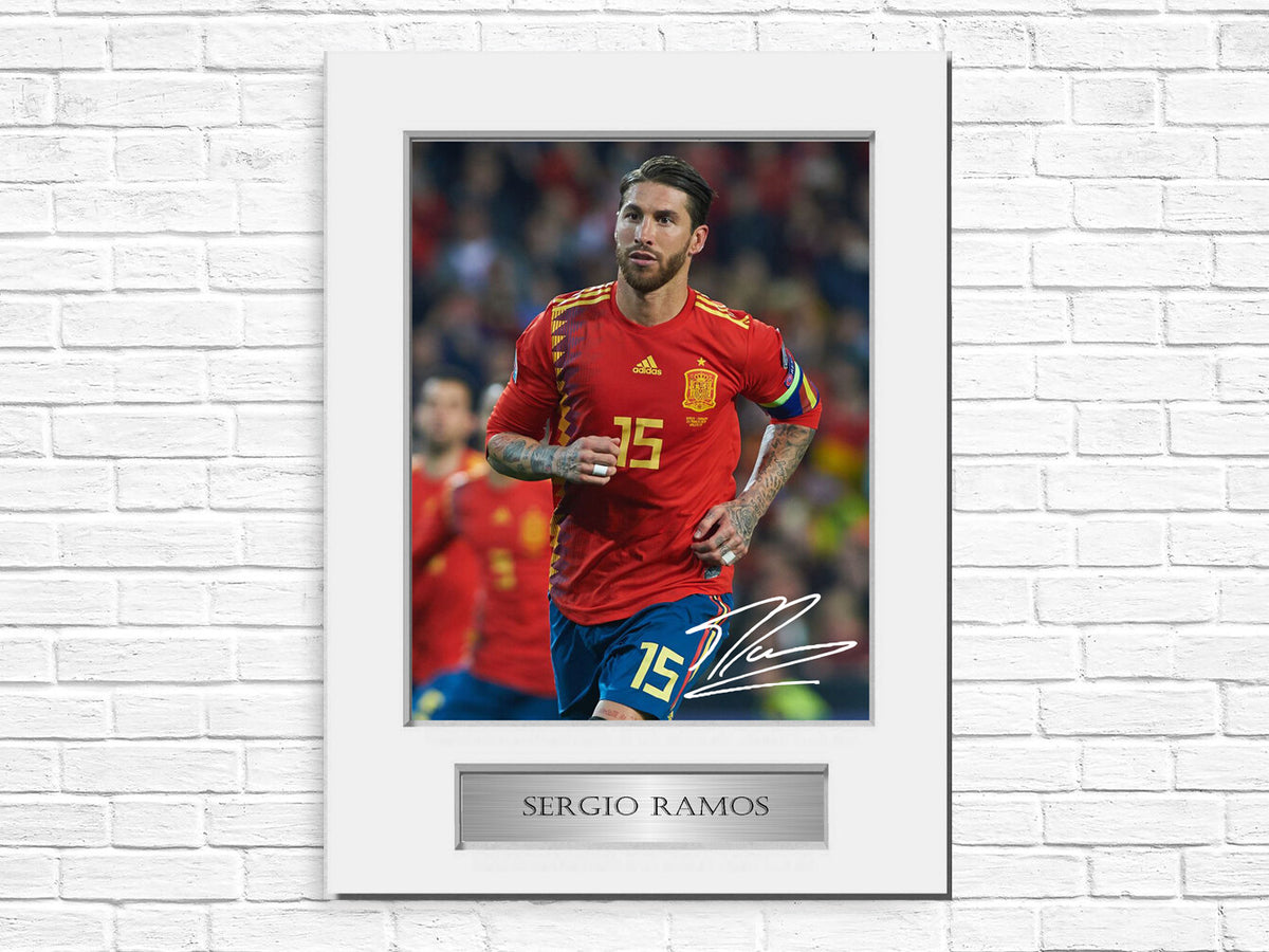 Sergio Ramos Spain Football Player A4 Signed Photo Display Mount Gift