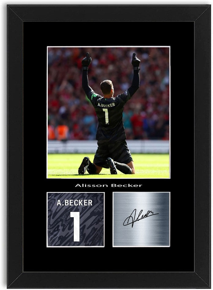 Alisson Becker Football Player Poster Signed Print Photo A4 Wall Art Framed