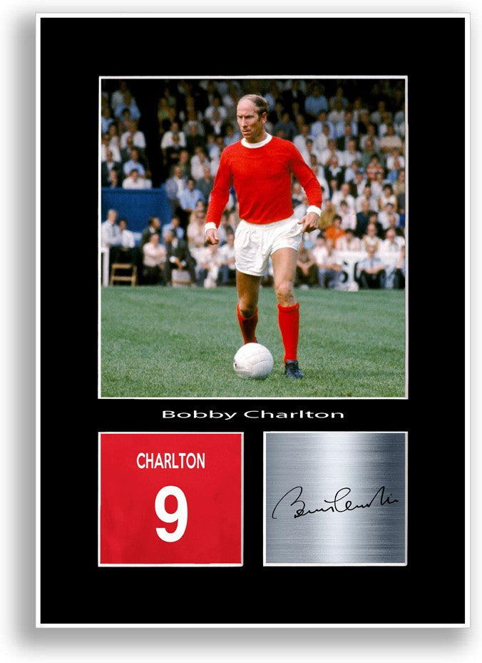 Bobby Charlton Football Player Poster Signed Print Photo A4 Wall Art Gift Idea
