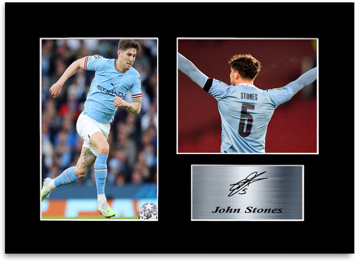 John Stones Man city Player mounted display by LJW Prints