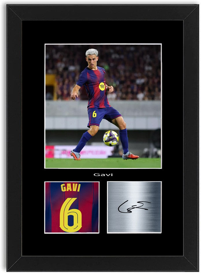 Gavi Football Player Poster Signed Print Photo A4 Wall Art Framed