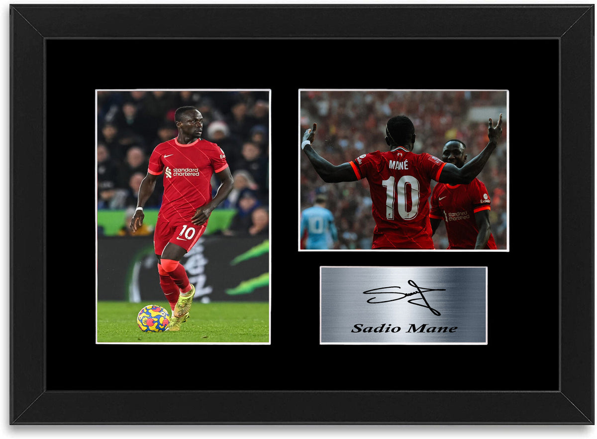 Sadio Mane Liverpool Player Printed Signed Photo Display Mount Gift A4 Framed