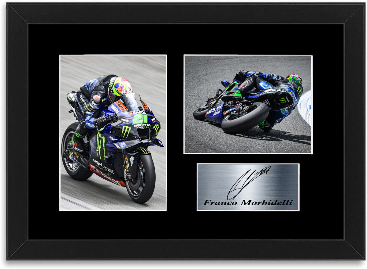 Franco Morbidelli Motorcycle Racer Poster Signed Photo Display Mount A4
