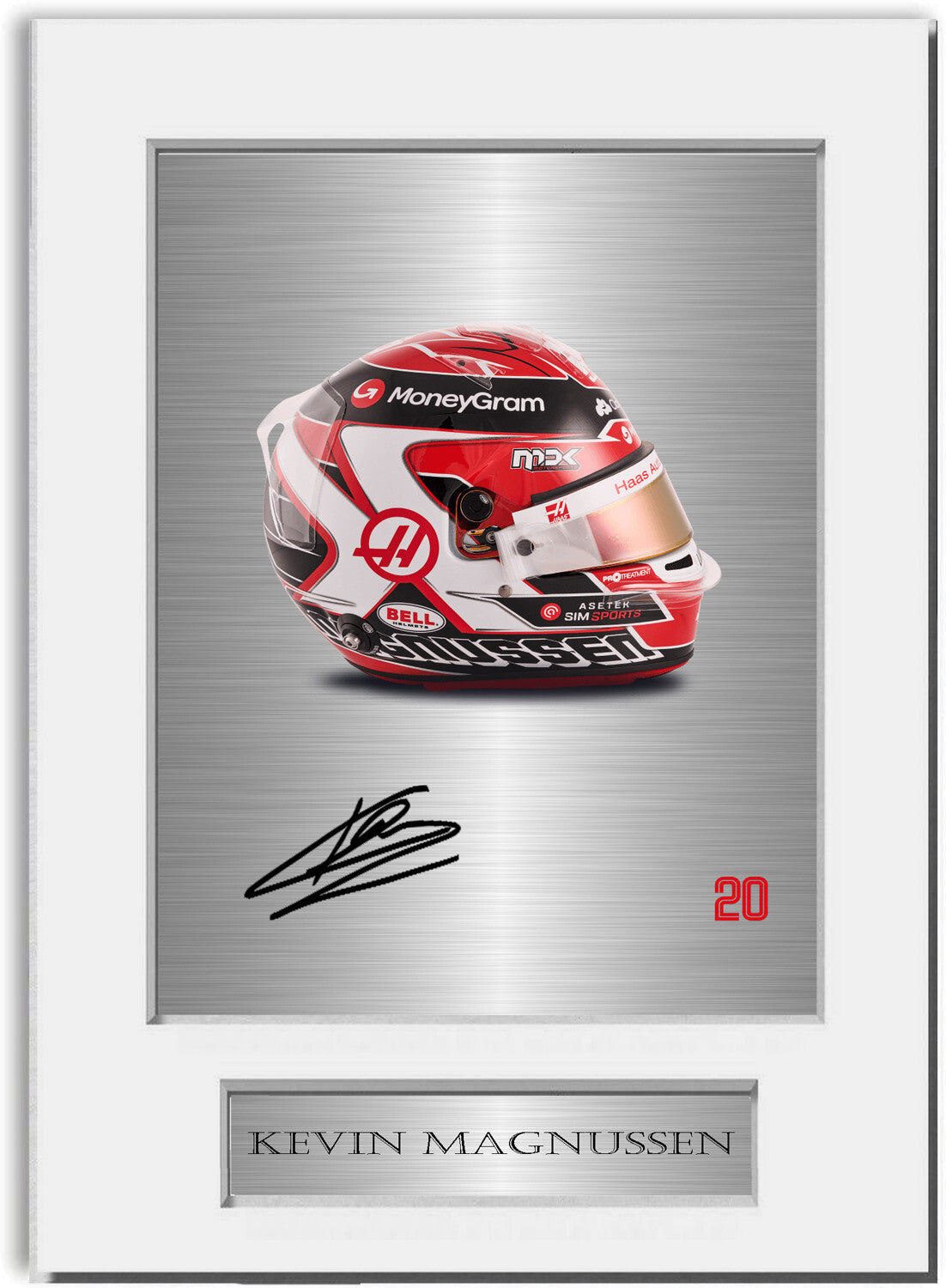 Kevin Magnussen 2023 Helmet Signed Photo Display Mount A4 For F1 Racing Fans
