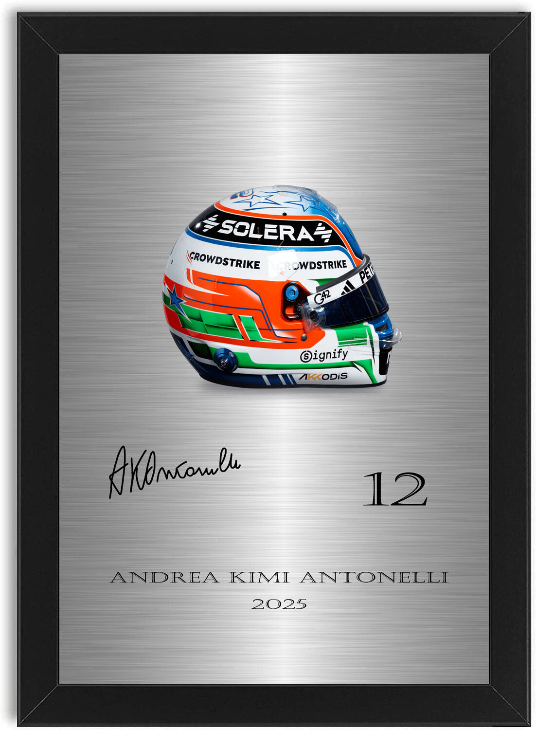 Kimi Antonelli Helmet For Mercedes F1 Fans framed print by LJW Prints