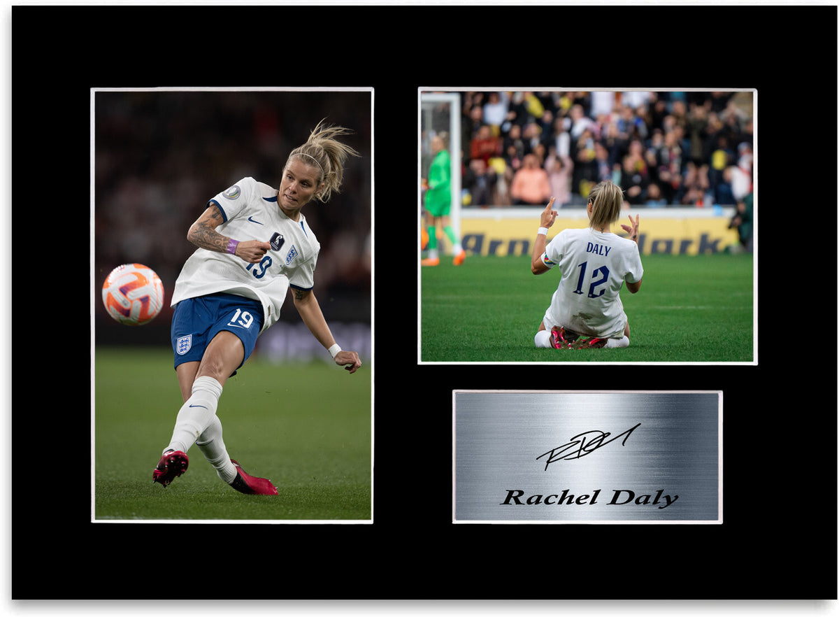 Rachel Daly England mounted display by LJW Prints