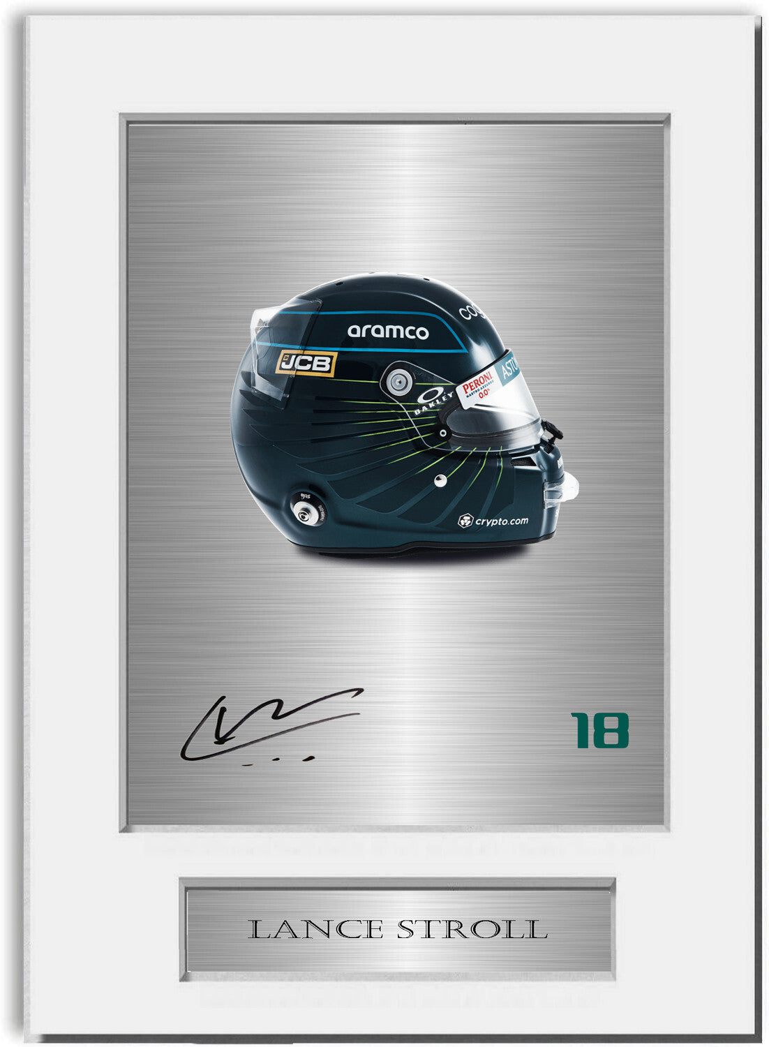 Lance Stroll Aston Martin F1 Driver 2022 Helmet Signed Photo Display Mount A4