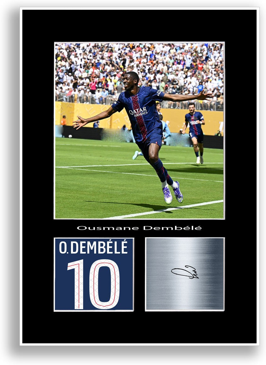 Ousmane Dembele Football Player Poster Signed Print Photo A4 Wall Art Gift Idea