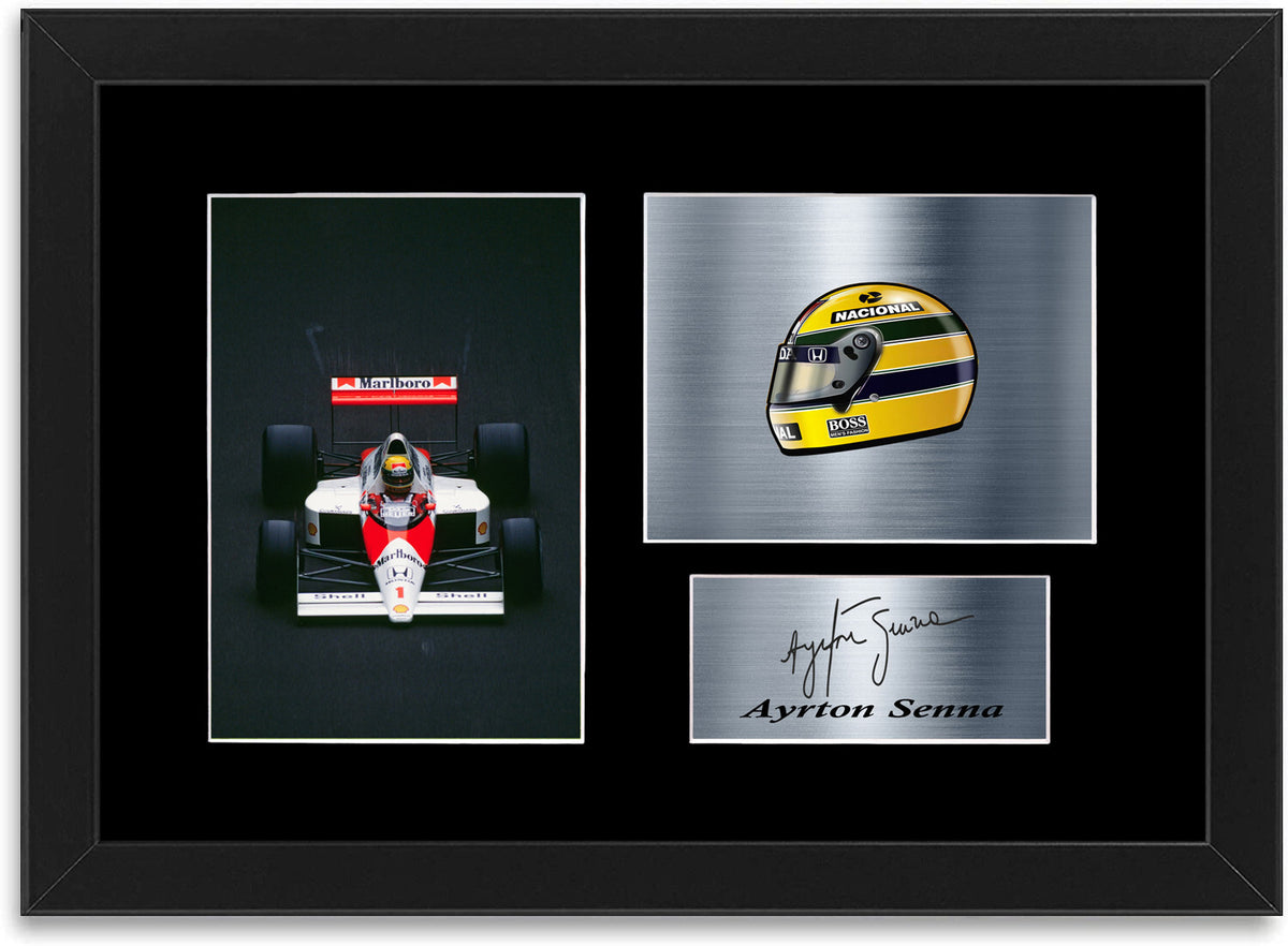 Ayrton Senna Mclaren F1 Formula 1 1988 Champion Framed Mount Signed Poster A4