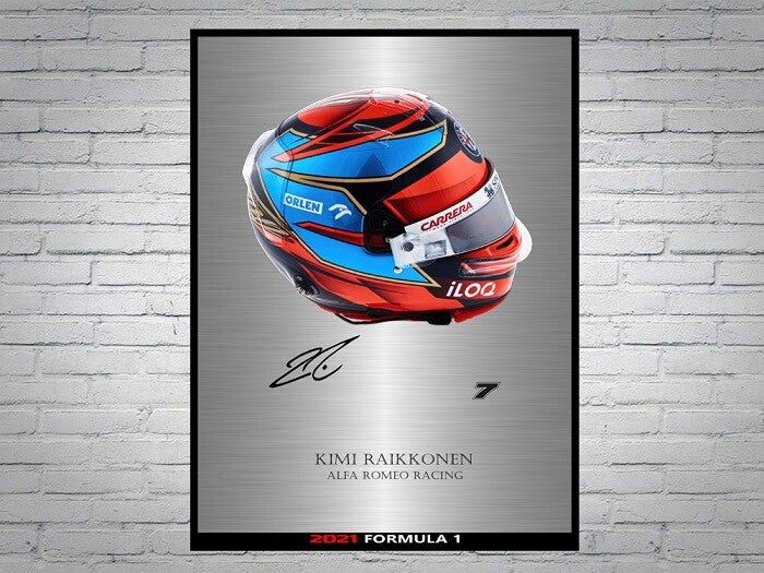 Kimi Raikkonen Formula 1 2021 Helmet Signed Poster A4