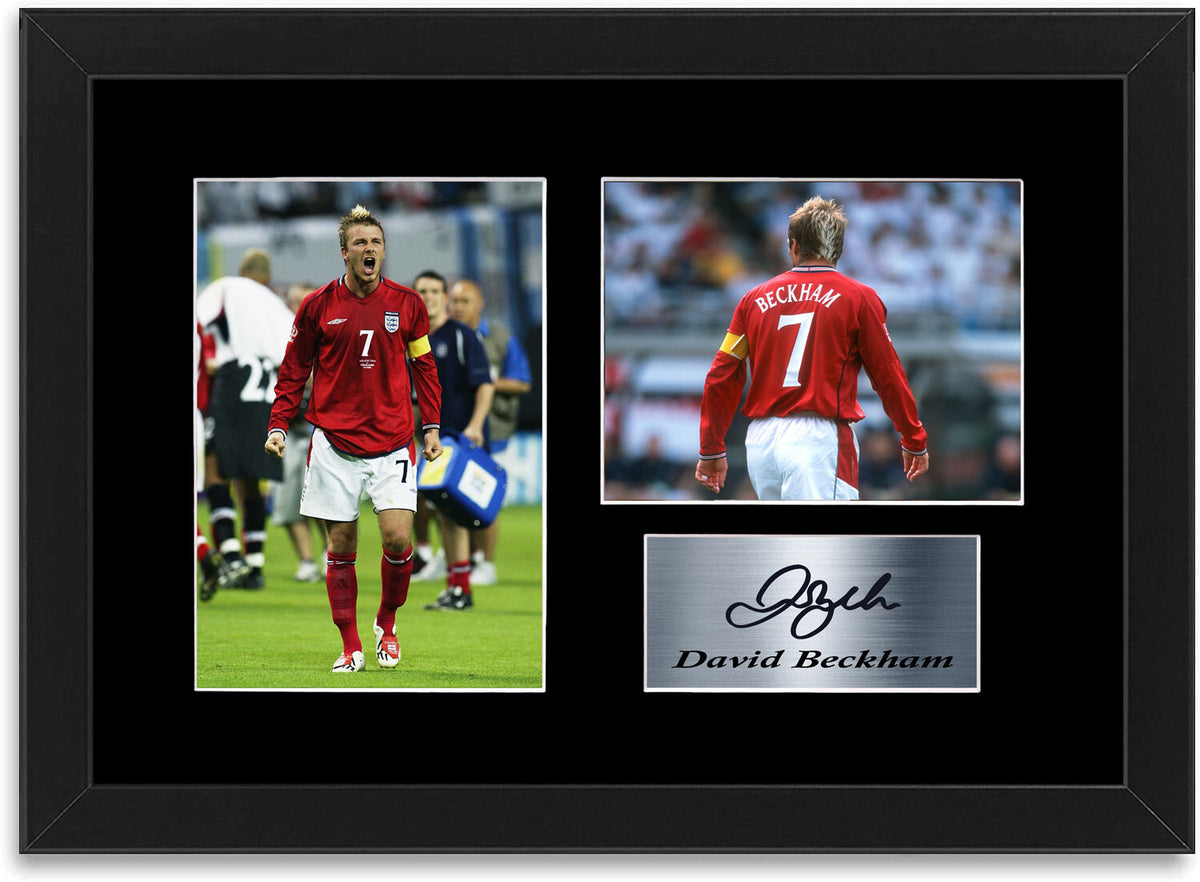 David Beckham England Football Player A4 Signed Photo Display Framed Poster