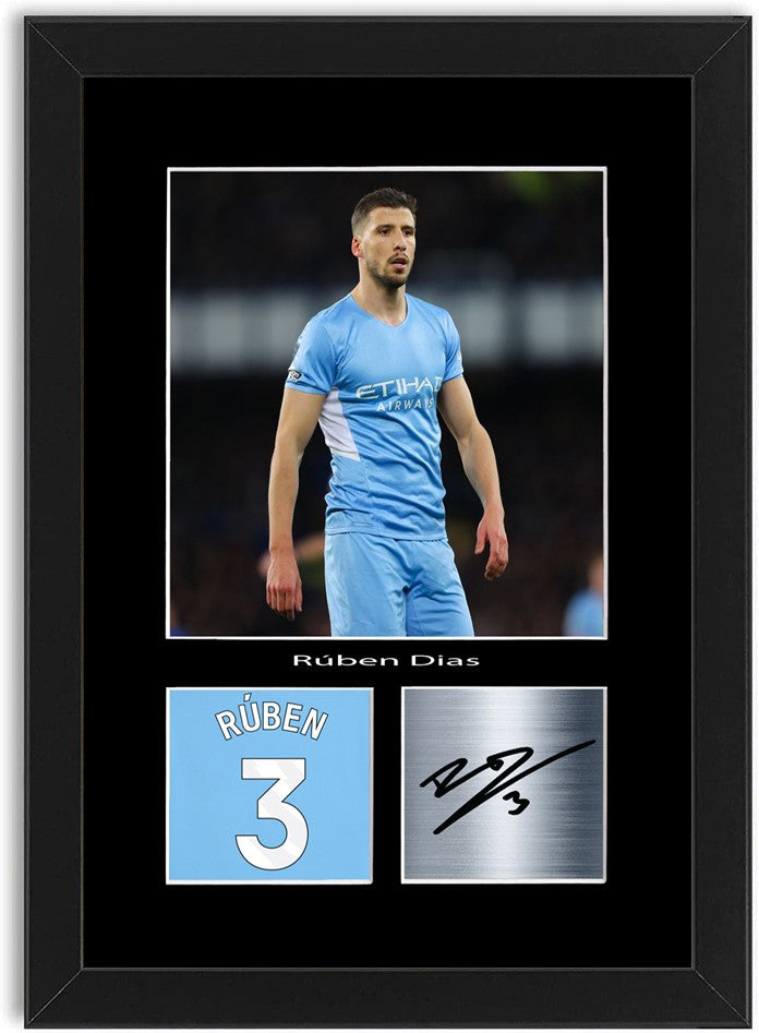 Ruben Dias Football Player Poster Signed Print Photo A4 Wall Art Framed