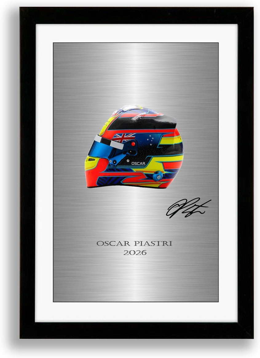 Oscar Piastri 2026 Helmet Poster Framed Mount Signed Print Gift For F1 Fans