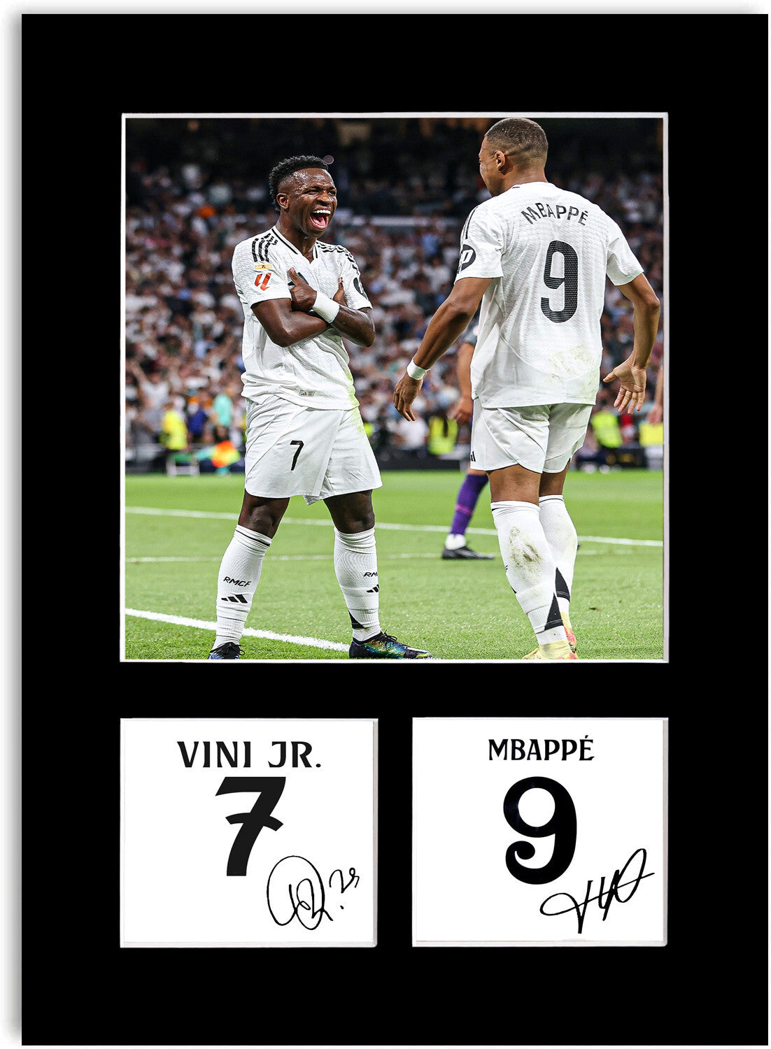 Kylian Mbappe Vini Jr Football Players Real Madrid mounted display by LJW Prints