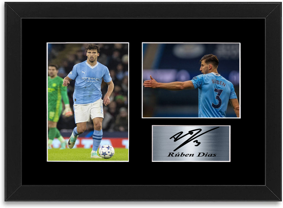 Ruben Dias Man city Player framed print by LJW Prints