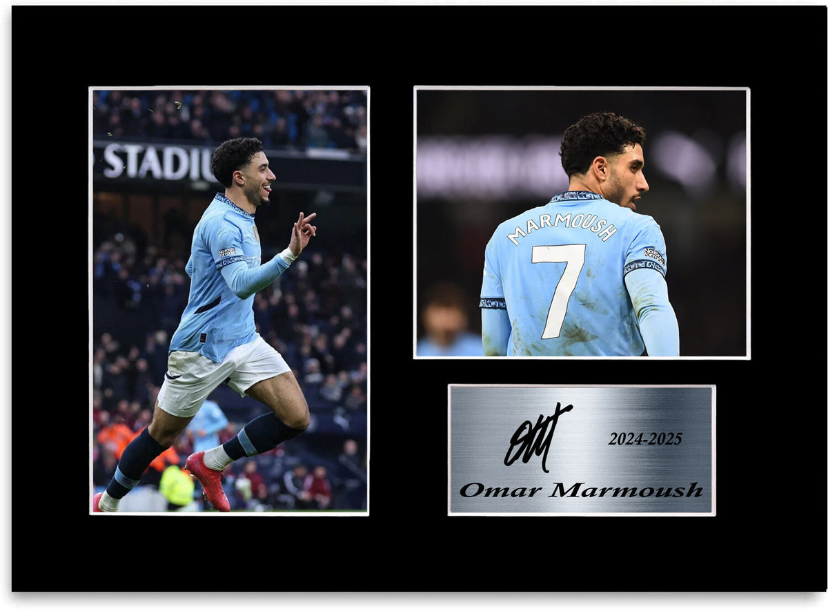 Omar Marmoush Man City Player framed print by LJW Prints