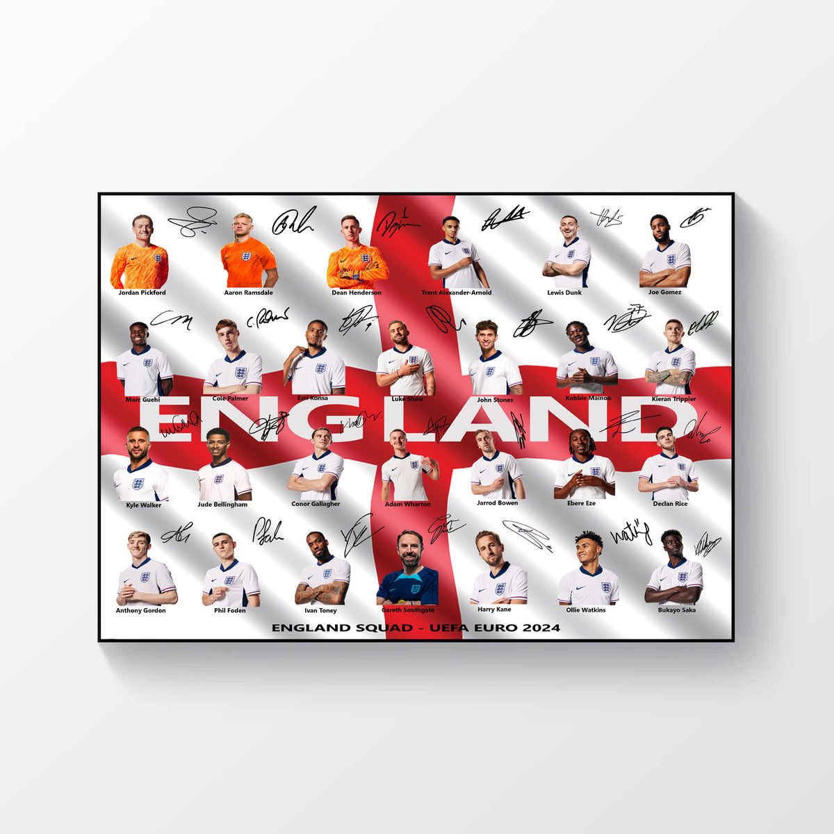 England Euro 2024 Full Squad Signed Football Team Poster A4 Print Gift For Fans
