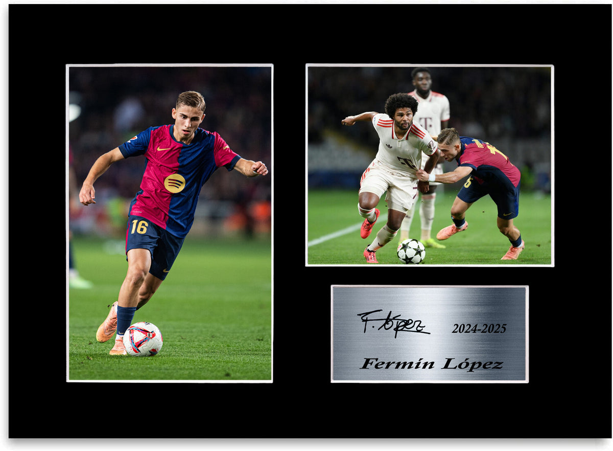 Fermin Lopez Football Player Barcelona mounted display by LJW Prints