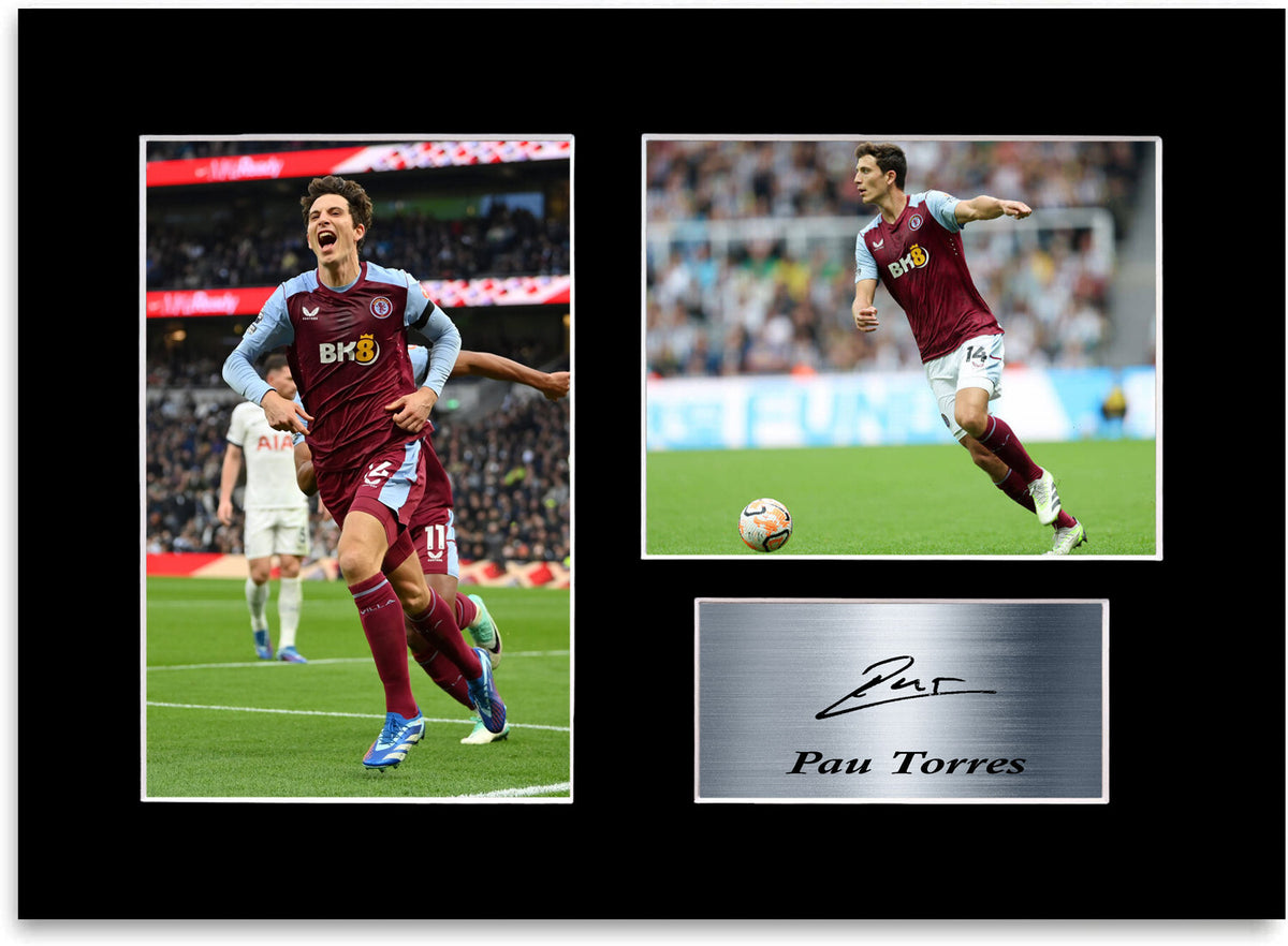 Pau Torres Aston Villa Player mounted display by LJW Prints