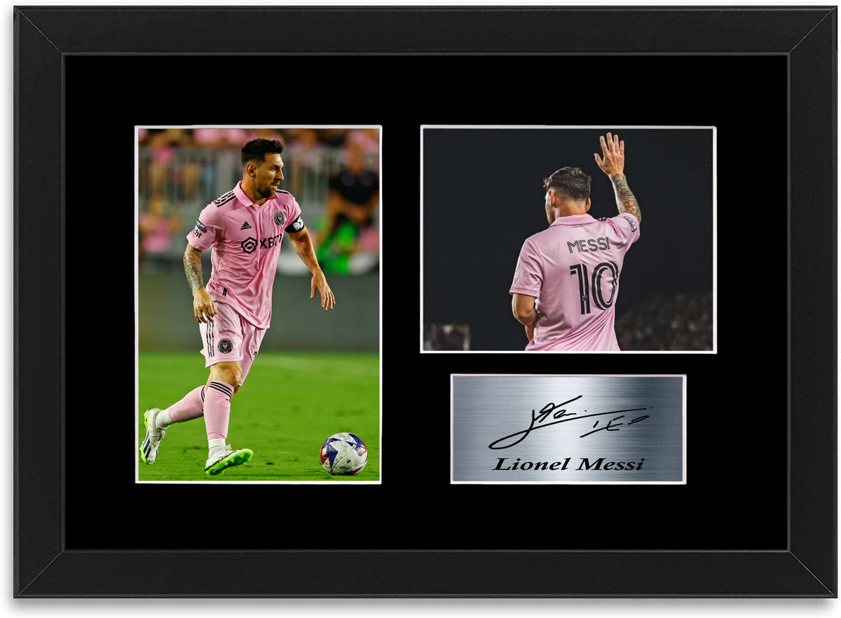 Lionel Messi Miami 2023 Player Signed Photo Display Mount Poster A4 Framed
