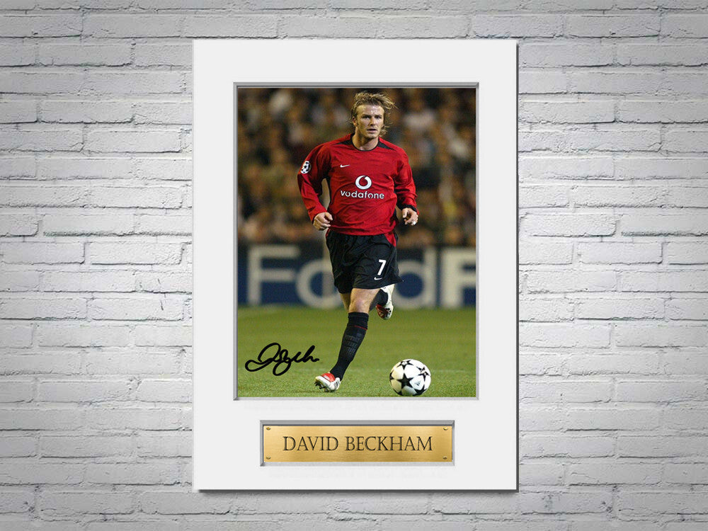 David Beckham Manchester United A4 Printed Signed Photo Display Mount Gift