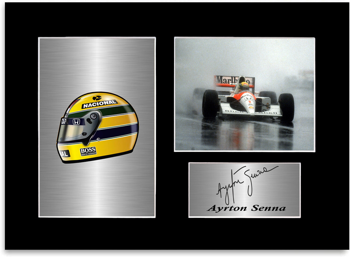 Ayrton Senna Mclaren F1 Formula 1 World Champion Photo Display Mount Poster A4