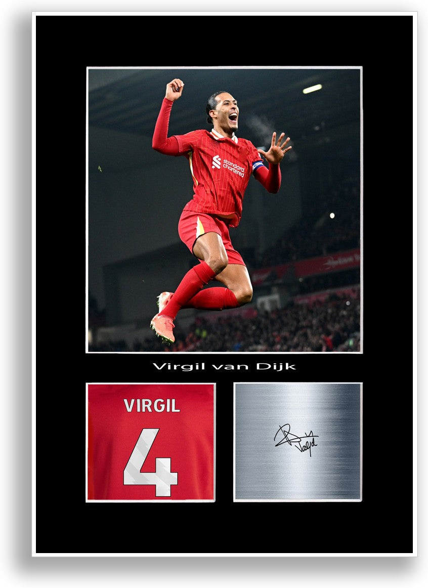 Virgil van Dijk Football Player Poster Signed Print Photo A4 Wall Art Gift Idea