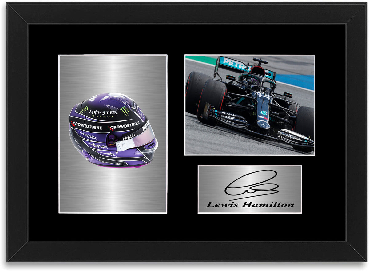 Lewis Hamilton Formula 1 2021 Helmet Signed Poster A4 Framed
