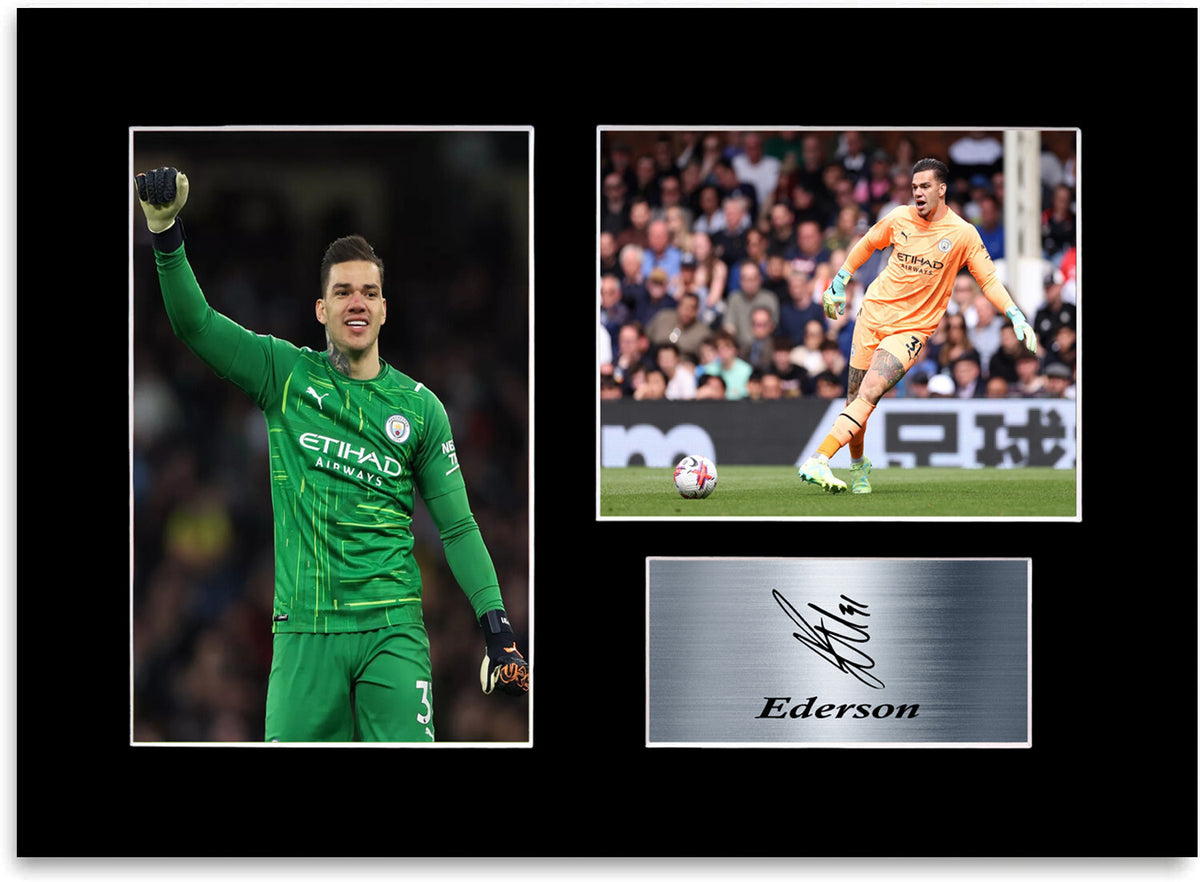 Ederson Man City Football Player A4 Signed Photo Display Mount Gift Poster