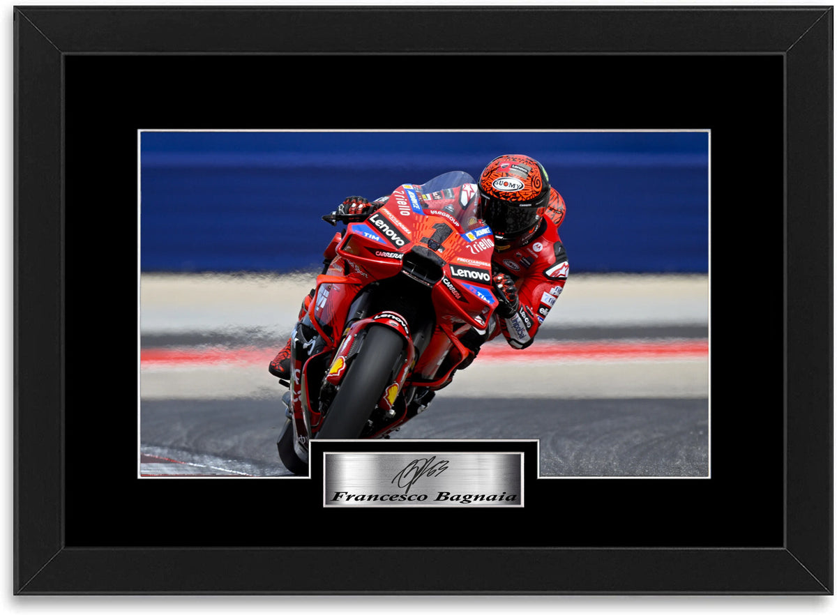 Francesco Bagnaia Motorcycle Racer framed print by LJW Prints