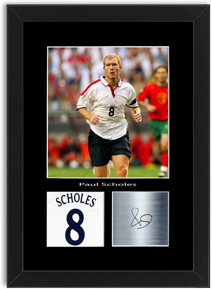 Paul Scholes England Football Poster Signed Print Photo A4 Wall Art Framed