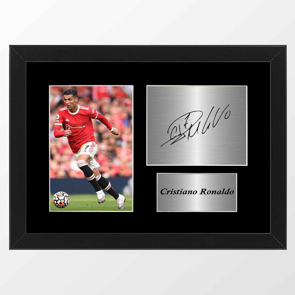 Cristiano Ronaldo Man United Player A4 Signed Photo Display Mount Framed Gift