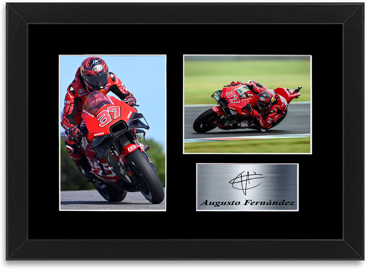 Augusto Fernandez Motorcycle Racer Poster Signed Photo Display Mount A4